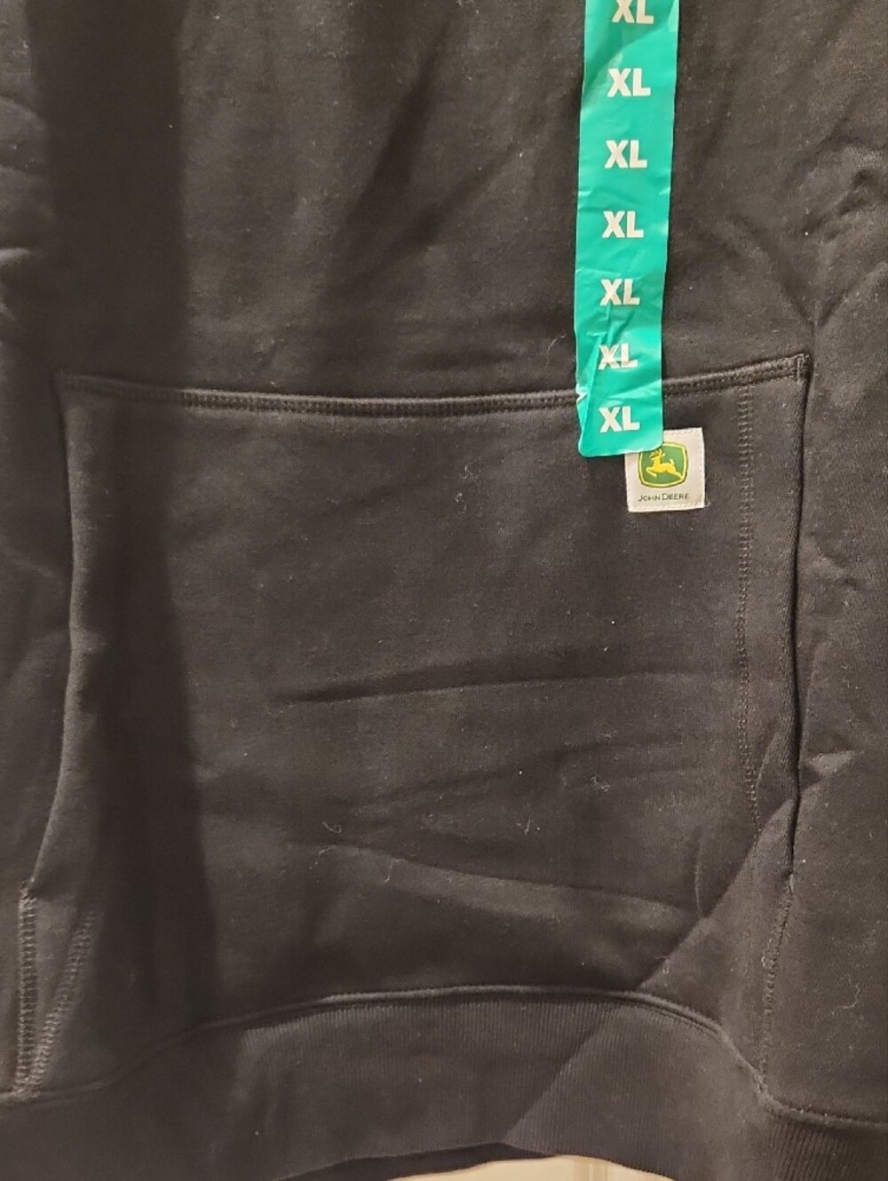 John Deere Black Half-Zip Men’s Hoodie with Green Logo - Picture 4 of 6